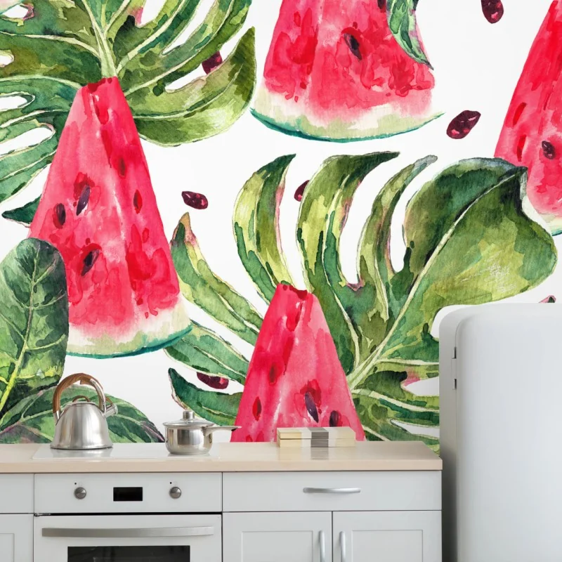 Fototapeta akwarelowy wzór z arbuzami – Wallissimo® Fototapeta akwarelowy wzór z arbuzami – Wallissimo®