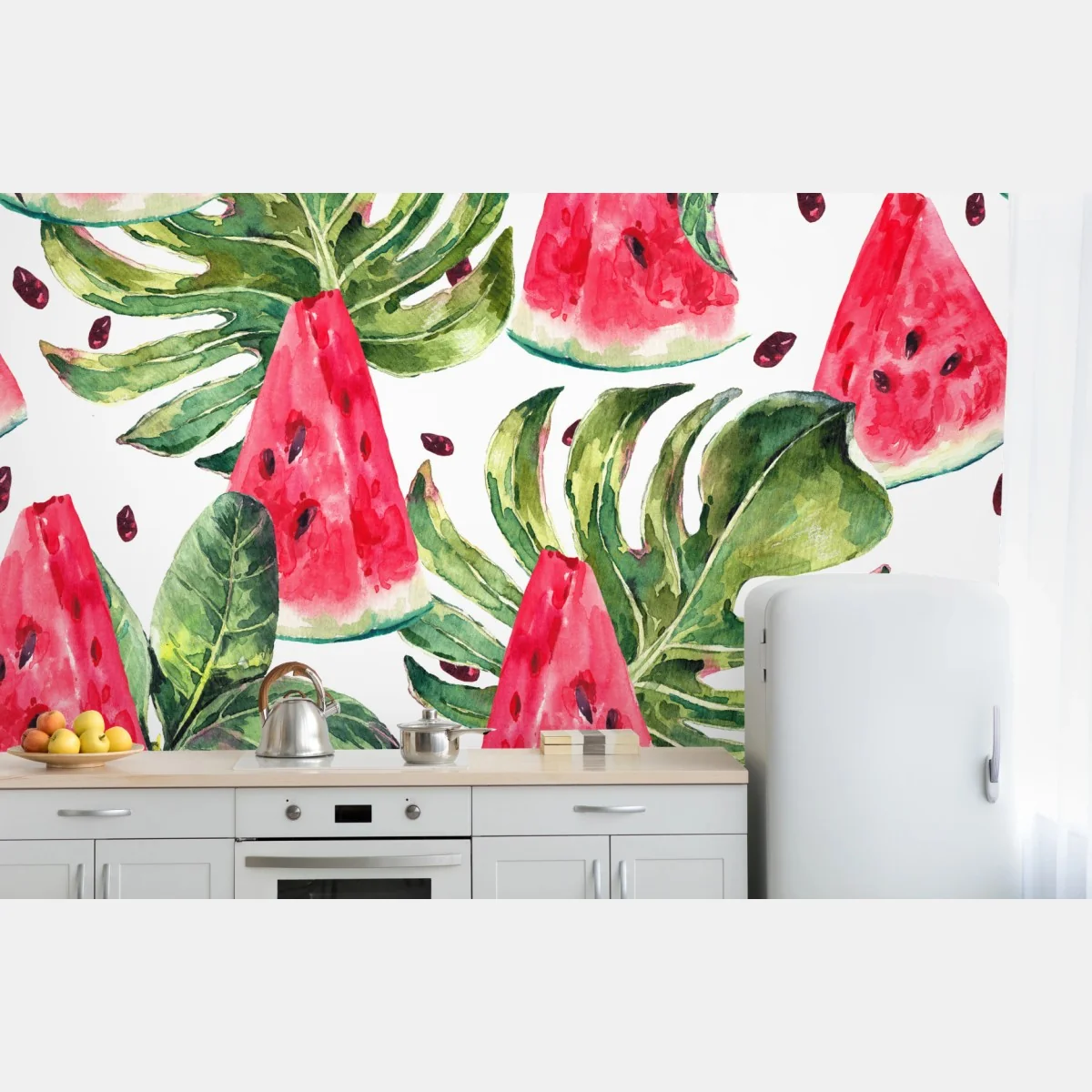 Fototapeta akwarelowy wzór z arbuzami – Wallissimo® Fototapeta akwarelowy wzór z arbuzami – Wallissimo®