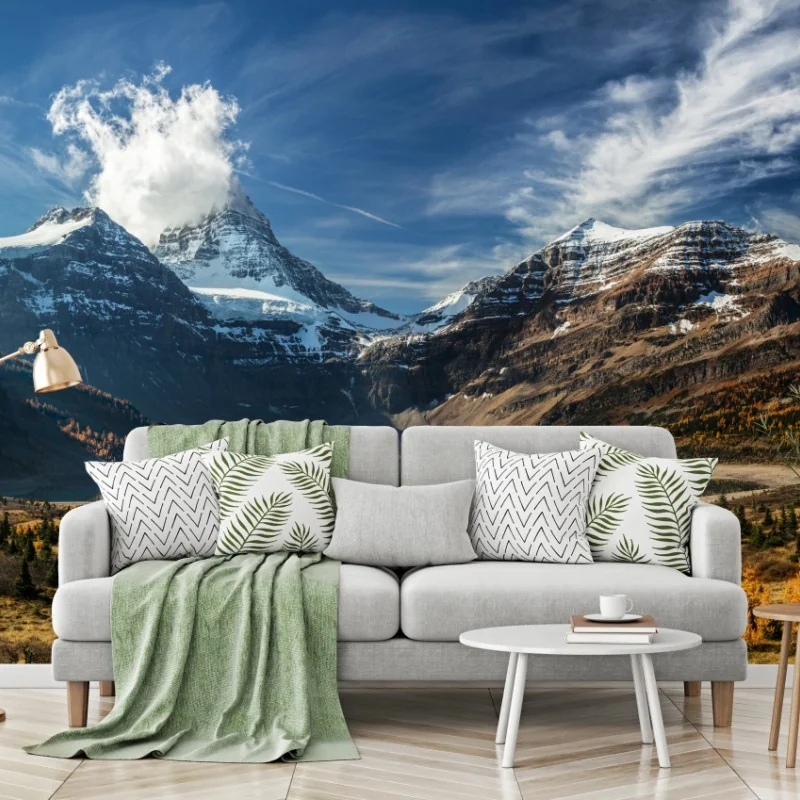 Fototapeta ośnieżone szczyty odbite w jesiennym alpejskim jeziorze – Wallissimo® Fototapeta ośnieżone szczyty odbite w jesiennym alpejskim jeziorze – Wallissimo®