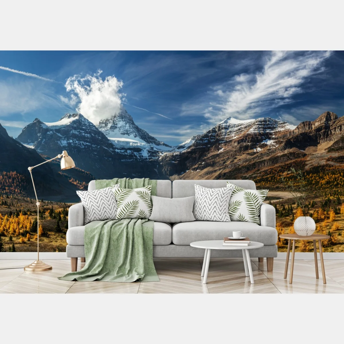 Fototapeta ośnieżone szczyty odbite w jesiennym alpejskim jeziorze – Wallissimo® Fototapeta ośnieżone szczyty odbite w jesiennym alpejskim jeziorze – Wallissimo®