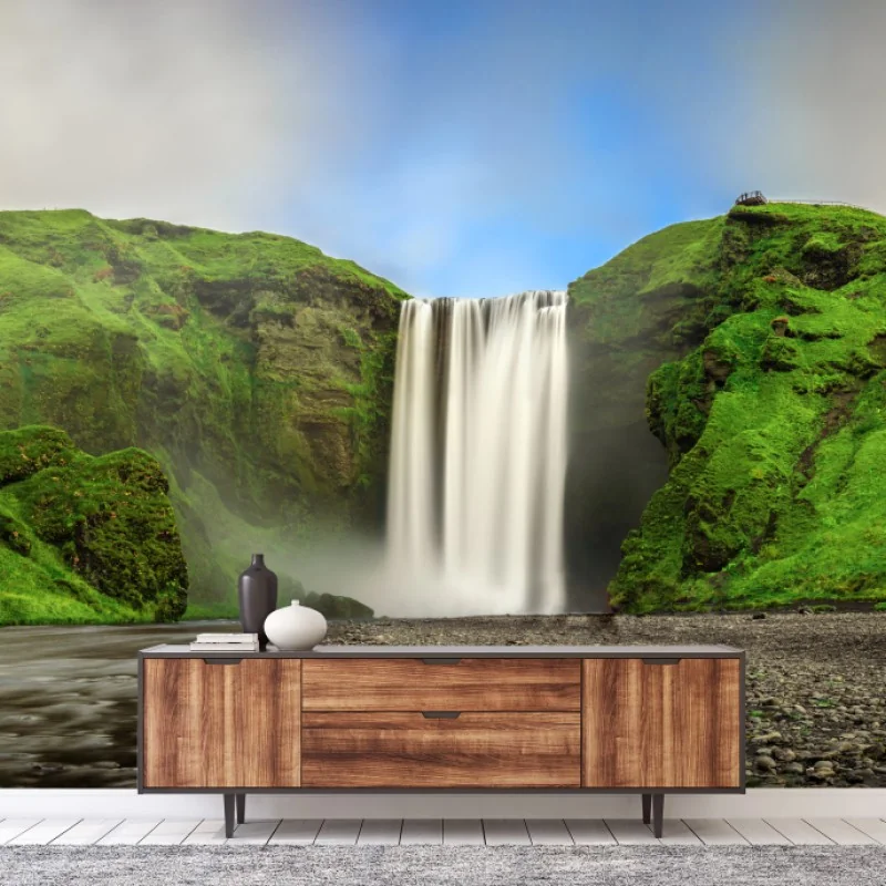 Fototapeta panorama wodospadu Skogafoss – Wallissimo® Fototapeta panorama wodospadu Skogafoss – Wallissimo®