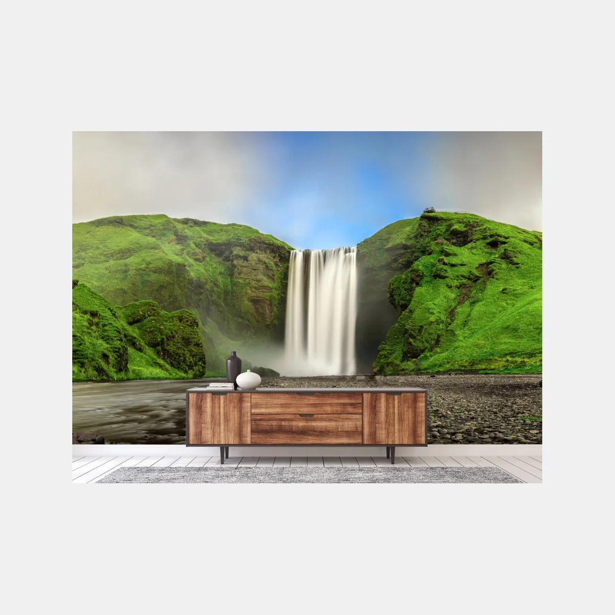 Fototapeta panorama wodospadu Skogafoss – Wallissimo® Fototapeta panorama wodospadu Skogafoss – Wallissimo®