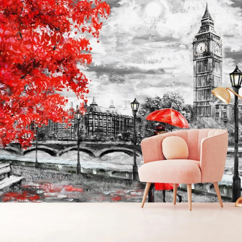 Fototapeta romantyczny deszczowy wieczór w Londynie – Wallissimo®