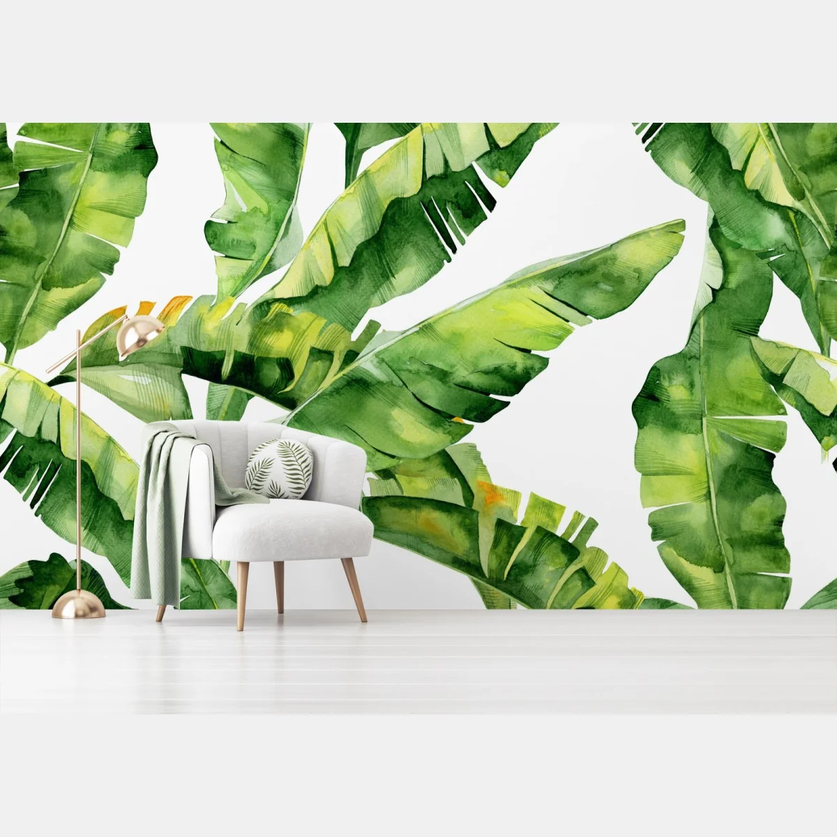 Fototapeta tropikalny wzór z liśćmi bananowca w akwareli – Wallissimo®