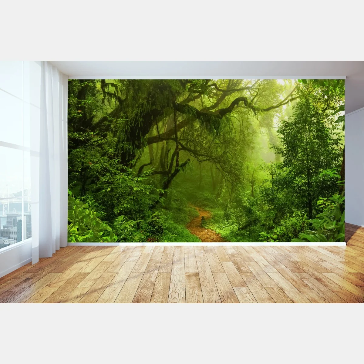 Fototapeta bujna zielona leśna ścieżka – Wallissimo® Fototapeta bujna zielona leśna ścieżka – Wallissimo®