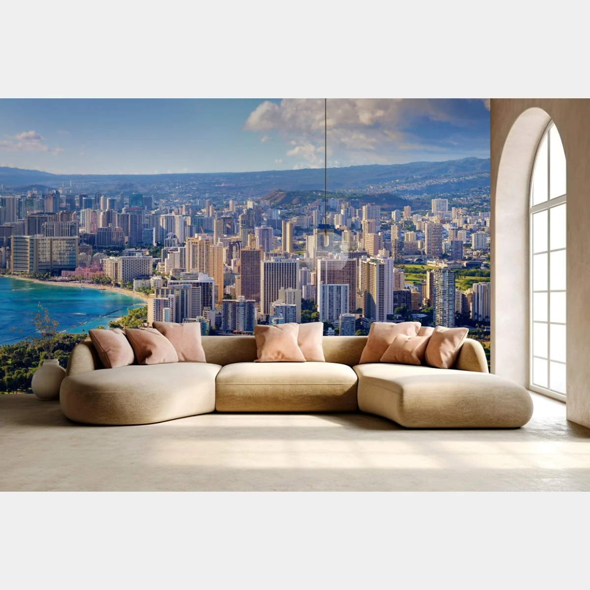 Fototapeta panoramiczny widok na nadmorskie miasto – Wallissimo® Fototapeta panoramiczny widok na nadmorskie miasto – Wallissimo®