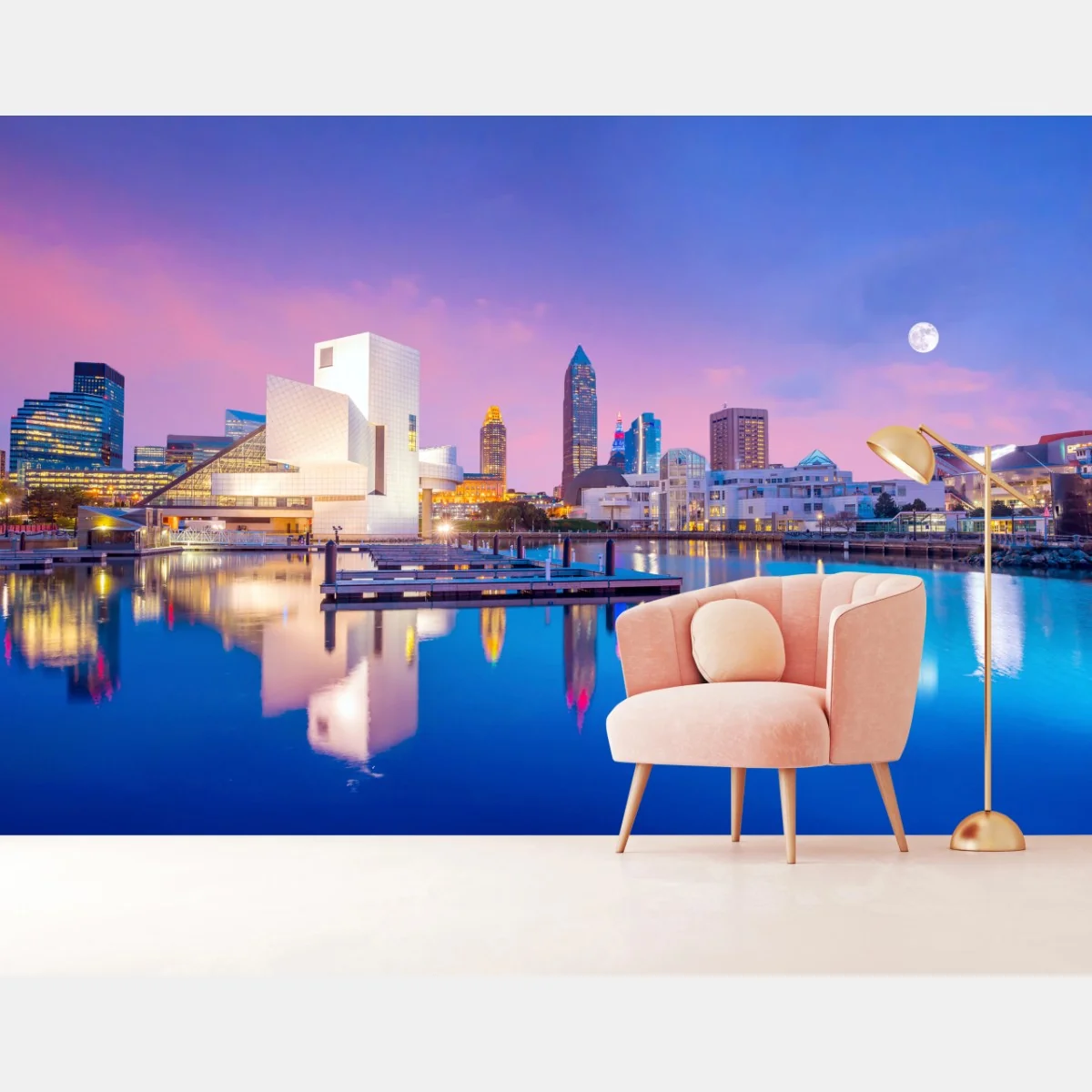 Fototapeta panorama miasta Cleveland o zmierzchu – Wallissimo® Fototapeta panorama miasta Cleveland o zmierzchu – Wallissimo®