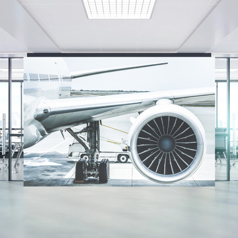 Fototapeta zbliżenie silnika odrzutowego na terminalu – Wallissimo®