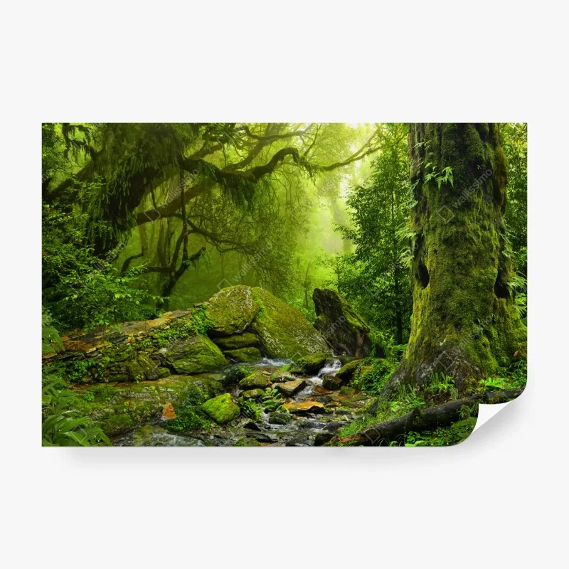 Fototapeta intensywna turkusowa akwarela z akcentem limonkowym – Wallissimo®