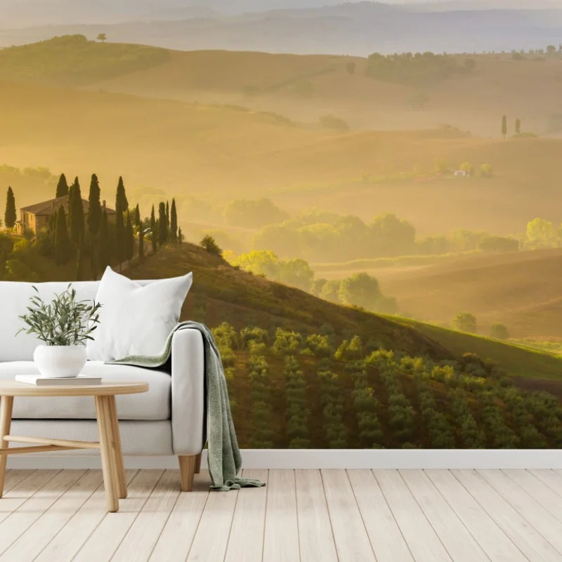 Fototapeta mglisty poranek nad Val d'Orcia – Wallissimo® Fototapeta mglisty poranek nad Val d'Orcia – Wallissimo®