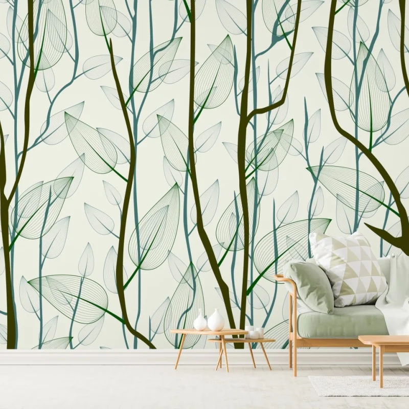 Fototapeta delikatny wzór liści i gałęzi – Wallissimo® Fototapeta delikatny wzór liści i gałęzi – Wallissimo®