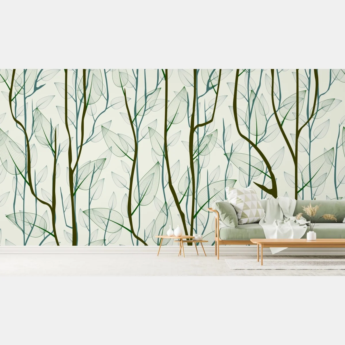 Fototapeta delikatny wzór liści i gałęzi – Wallissimo® Fototapeta delikatny wzór liści i gałęzi – Wallissimo®