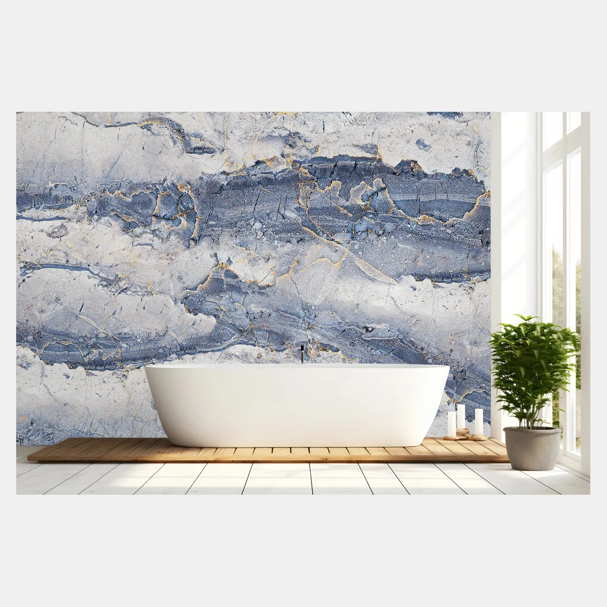Fototapeta niebieski marmur ze złotymi żyłami – Wallissimo® Fototapeta niebieski marmur ze złotymi żyłami – Wallissimo®