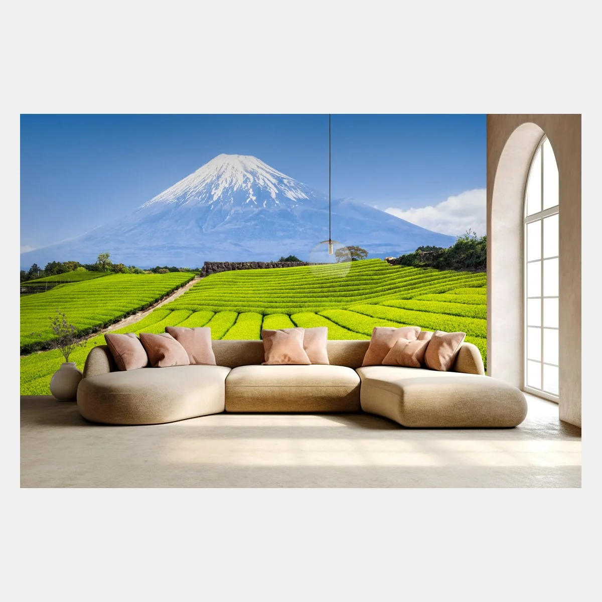 Fototapeta bujne pola herbaty u stóp Góry Fuji – Wallissimo® Fototapeta bujne pola herbaty u stóp Góry Fuji – Wallissimo®