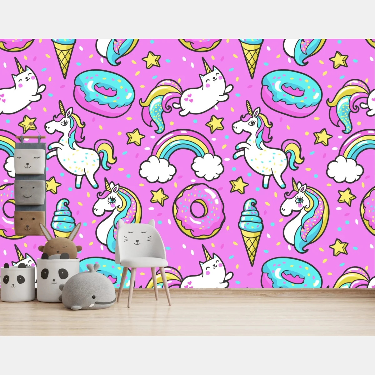 Fototapeta pastelowe jednorożce i słodkości – Wallissimo® Fototapeta pastelowe jednorożce i słodkości – Wallissimo®