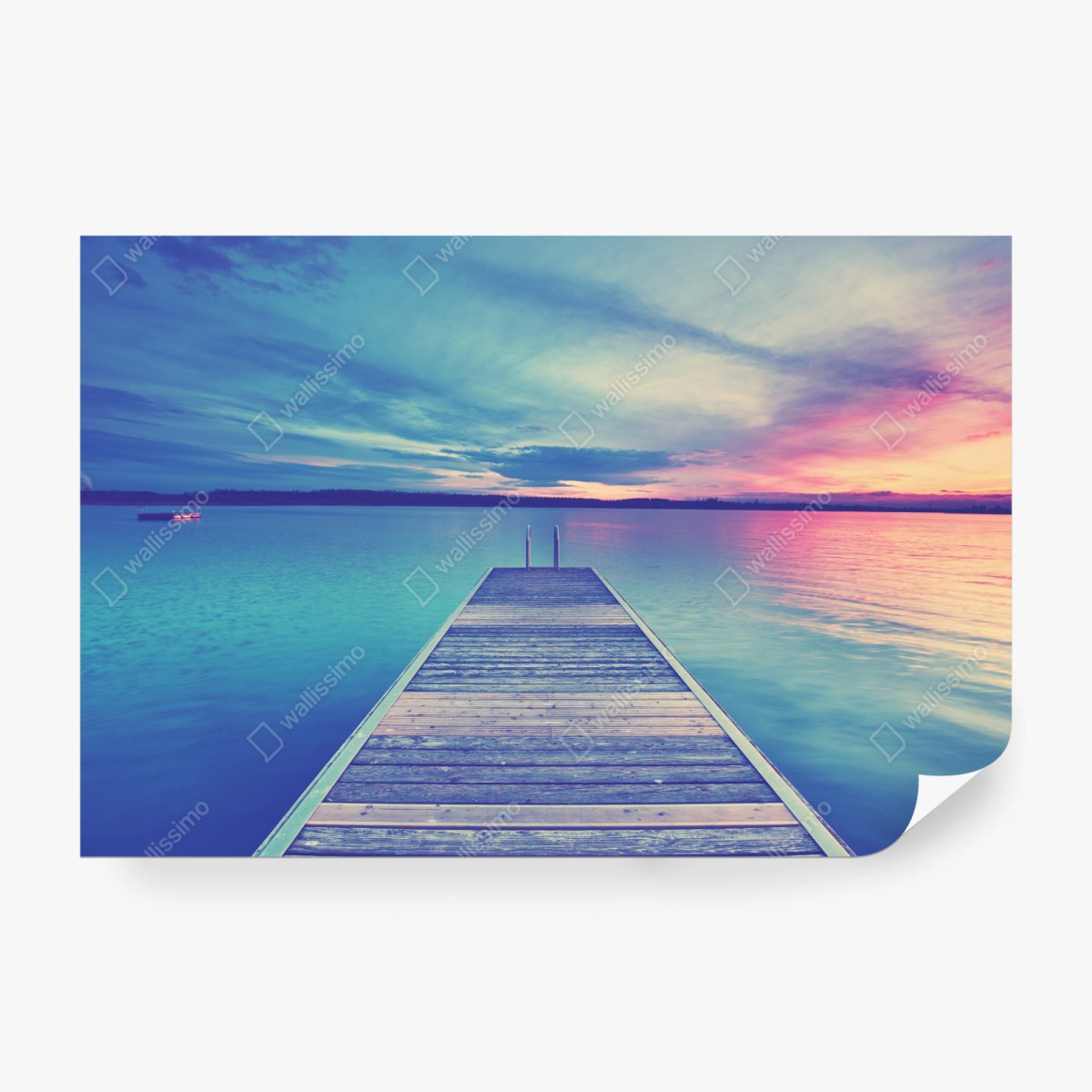 Fototapeta pastelowy pomost nad jeziorem o zachodzie słońca – Wallissimo® Fototapeta pastelowy pomost nad jeziorem o zachodzie słońca – Wallissimo®