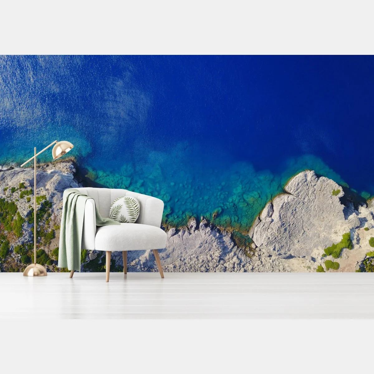 Fototapeta widok z lotu ptaka na skaliste wybrzeże – Wallissimo® Fototapeta widok z lotu ptaka na skaliste wybrzeże – Wallissimo®