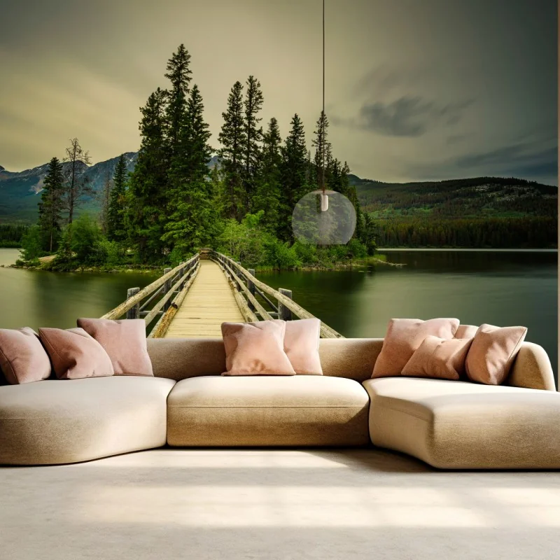 Fototapeta wieczorny spacer na wyspę Pyramid, Park Narodowy Jasper – Wallissimo® Fototapeta wieczorny spacer na wyspę Pyramid, Park Narodowy Jasper – Wallissimo®