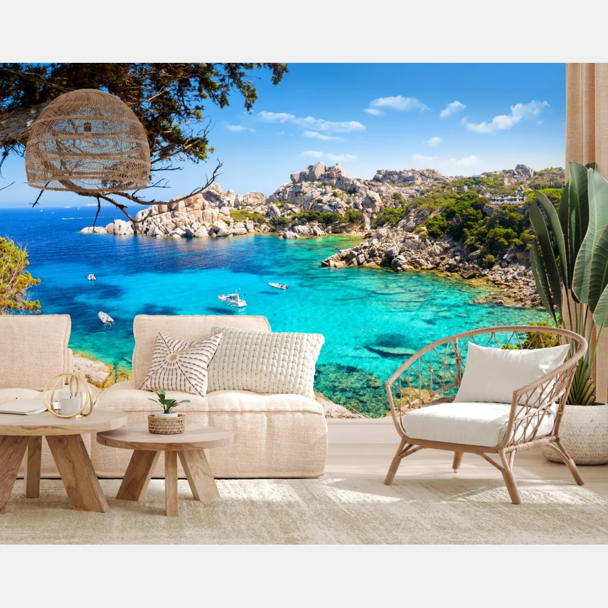 Fototapeta turkusowa zatoka nad skalistym wybrzeżem – Wallissimo® Fototapeta turkusowa zatoka nad skalistym wybrzeżem – Wallissimo®