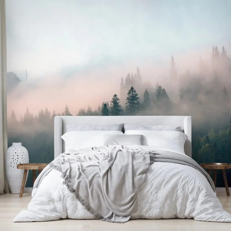 Fototapeta mglisty poranek w lesie – Wallissimo® Fototapeta mglisty poranek w lesie – Wallissimo®