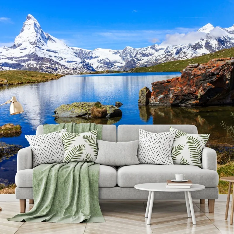 Fototapeta spokojne odbicie Matterhornu nad jeziorem Stellisee, Zermatt – Wallissimo® Fototapeta spokojne odbicie Matterhornu nad jeziorem Stellisee, Zermatt – Wallissimo®