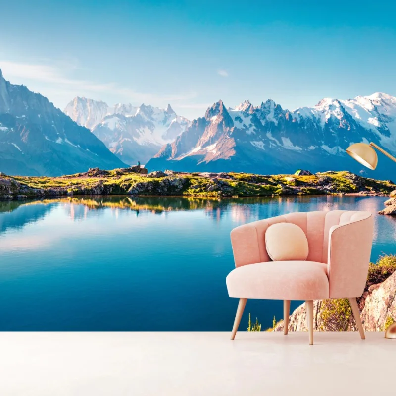 Fototapeta Lac Blanc z widokiem na Mont Blanc – Wallissimo® Fototapeta Lac Blanc z widokiem na Mont Blanc – Wallissimo®