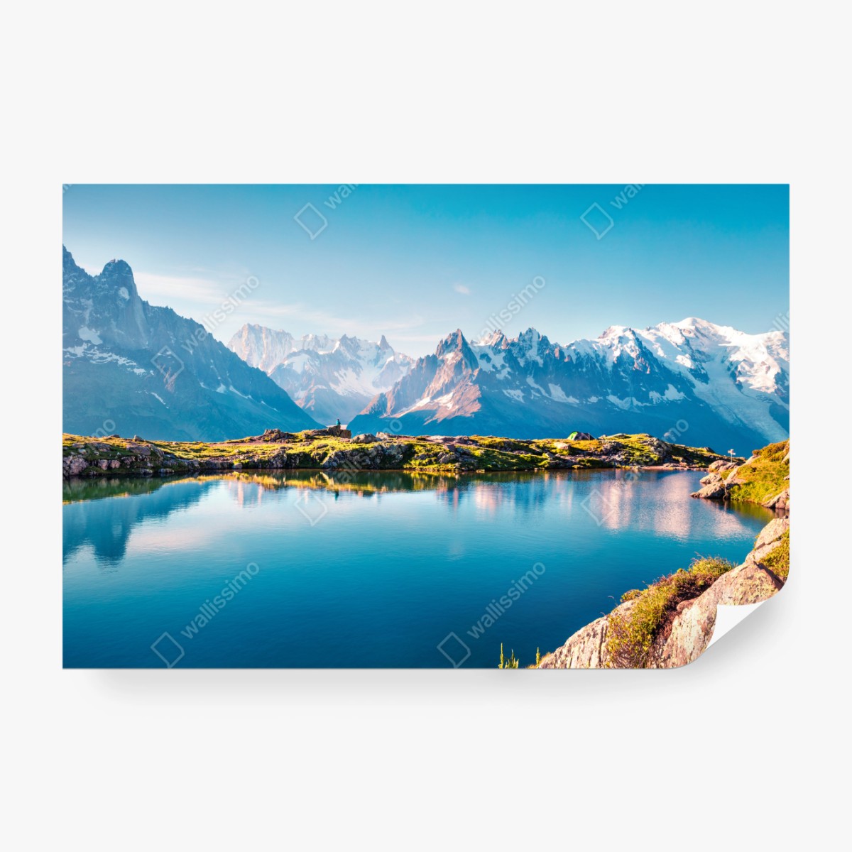 Fototapeta Lac Blanc z widokiem na Mont Blanc – Wallissimo® Fototapeta Lac Blanc z widokiem na Mont Blanc – Wallissimo®