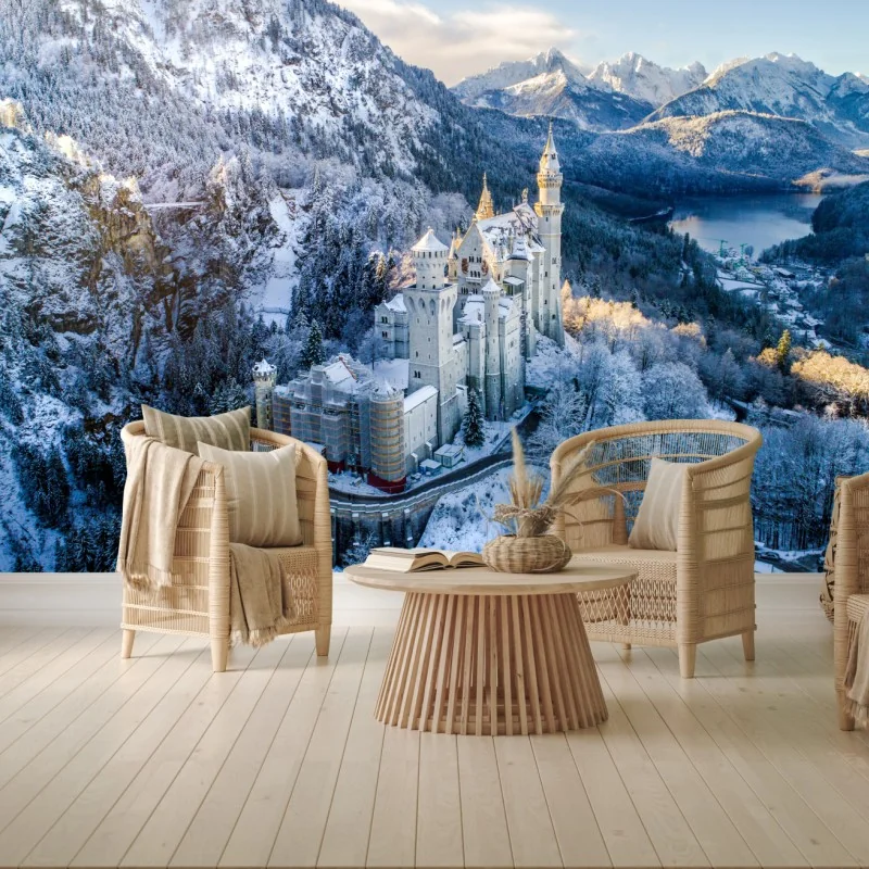 Fototapeta zimowy zamek w ośnieżonych górach – Wallissimo® Fototapeta zimowy zamek w ośnieżonych górach – Wallissimo®