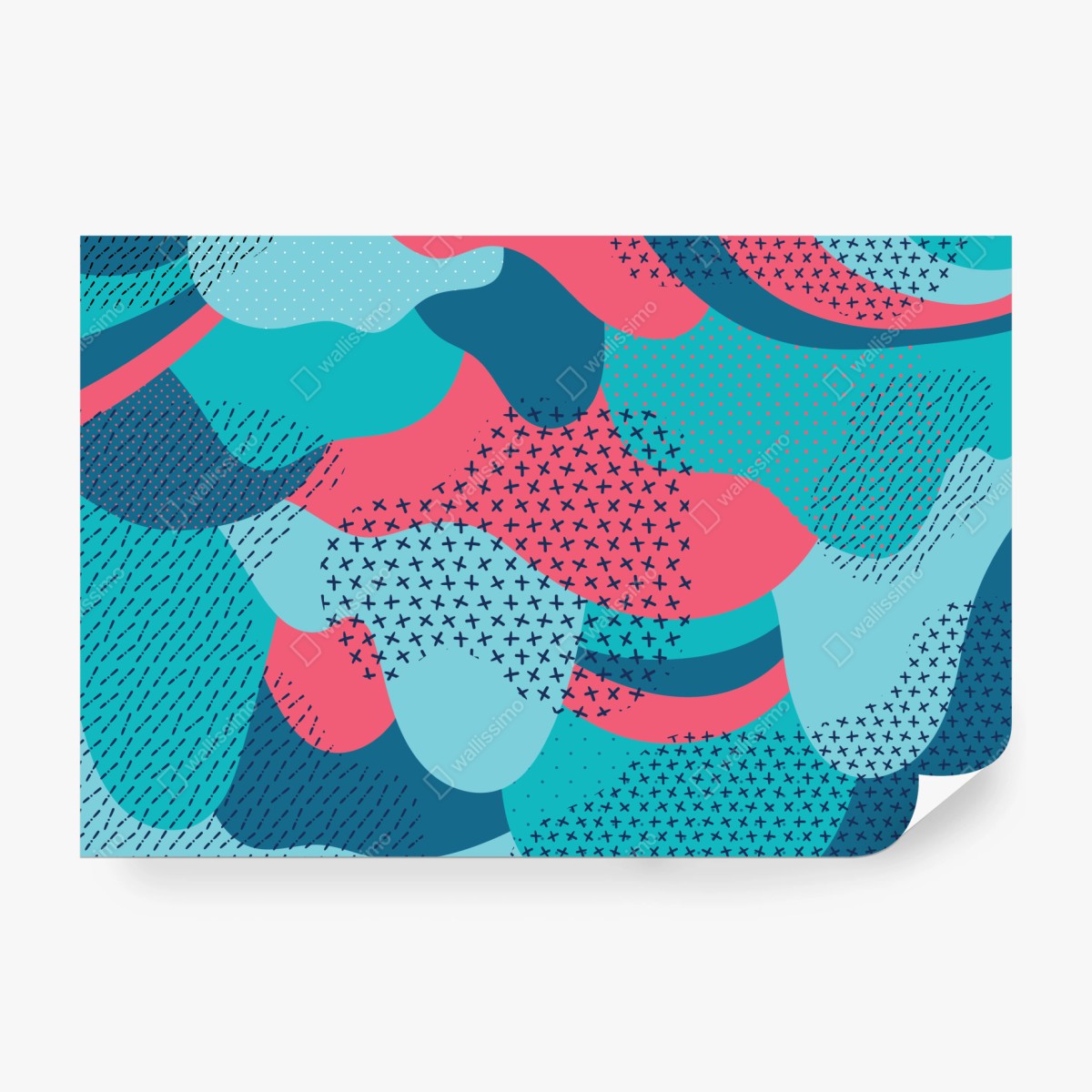 Fototapeta abstrakcyjny falisty wzór w turkusie i koralu – Wallissimo® Fototapeta abstrakcyjny falisty wzór w turkusie i koralu – Wallissimo®