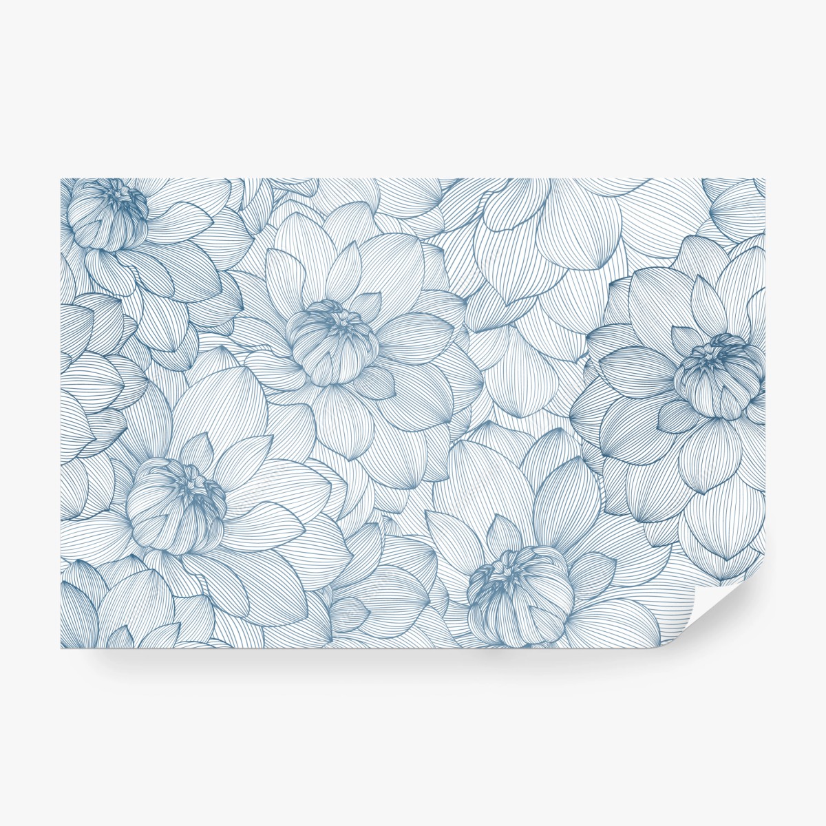 Fototapeta delikatny, liniowy wzór kwiatowy w odcieniach niebieskiego – Wallissimo® Fototapeta delikatny, liniowy wzór kwiatowy w odcieniach niebieskiego – Wallissimo®