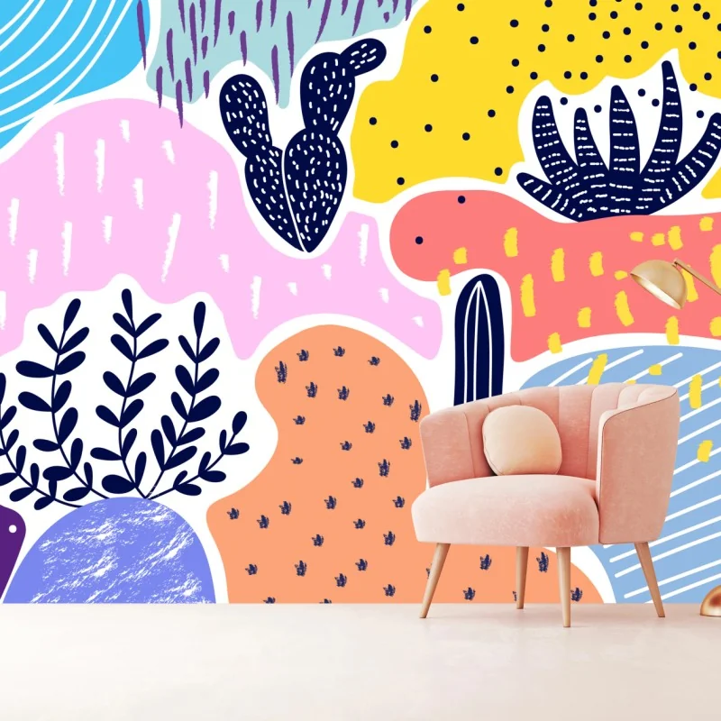 Fototapeta zabawny abstrakcyjny wzór roślinny – Wallissimo® Fototapeta zabawny abstrakcyjny wzór roślinny – Wallissimo®