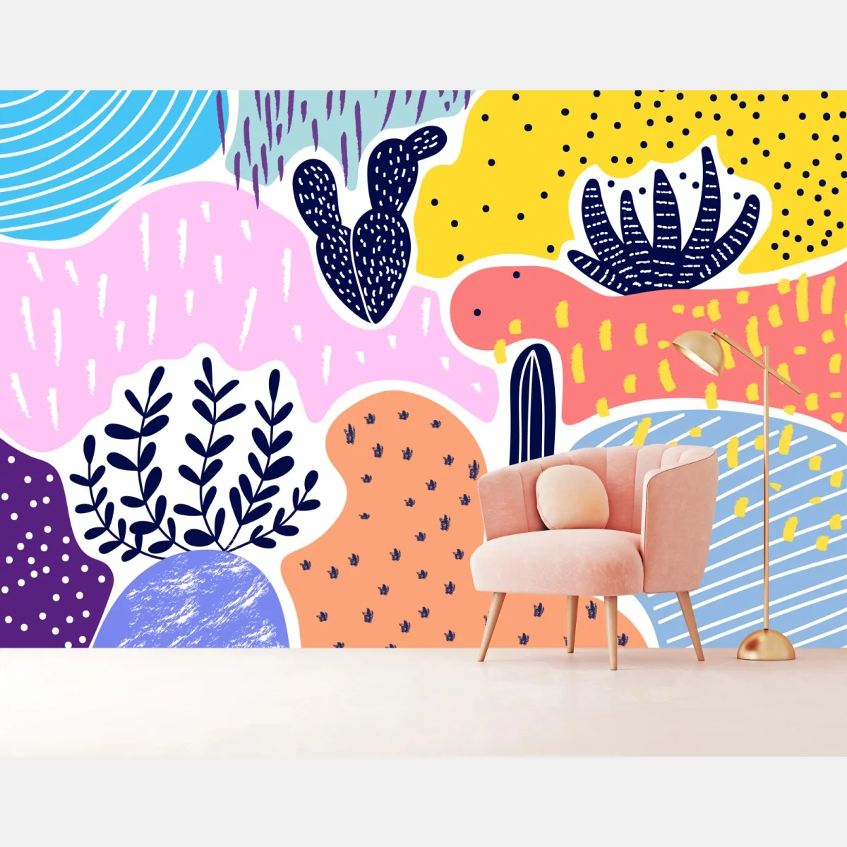 Fototapeta zabawny abstrakcyjny wzór roślinny – Wallissimo® Fototapeta zabawny abstrakcyjny wzór roślinny – Wallissimo®