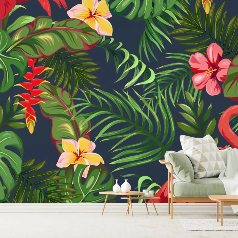 Fototapeta tropikalny wzór z flamingami – Wallissimo® Fototapeta tropikalny wzór z flamingami – Wallissimo®