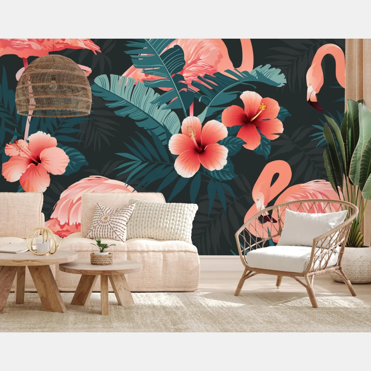 Fototapeta tropikalny wzór z różowymi flamingami – Wallissimo® Fototapeta tropikalny wzór z różowymi flamingami – Wallissimo®