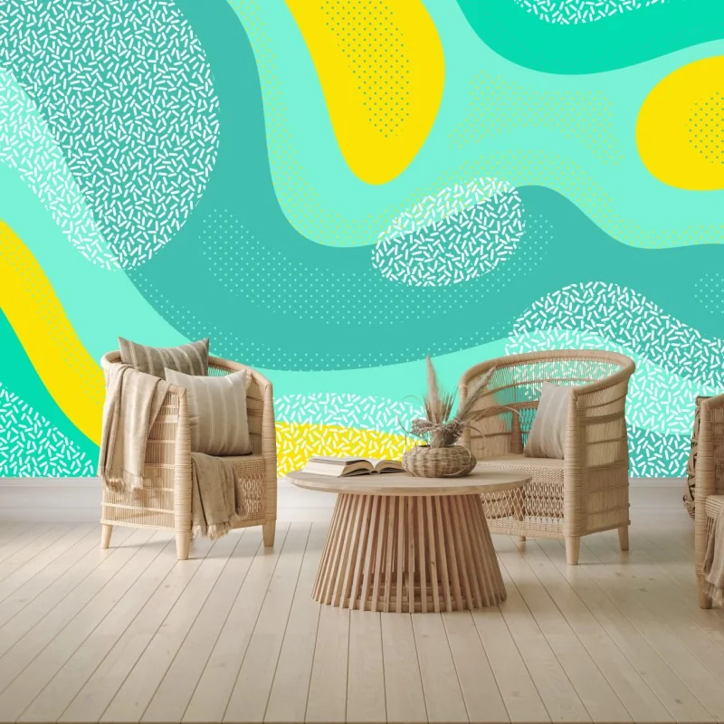 Fototapeta turkusowo-żółty abstrakcyjny wzór – Wallissimo® Fototapeta turkusowo-żółty abstrakcyjny wzór – Wallissimo®
