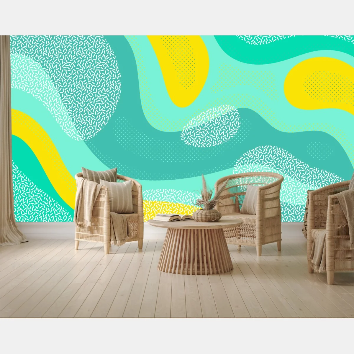 Fototapeta turkusowo-żółty abstrakcyjny wzór – Wallissimo® Fototapeta turkusowo-żółty abstrakcyjny wzór – Wallissimo®