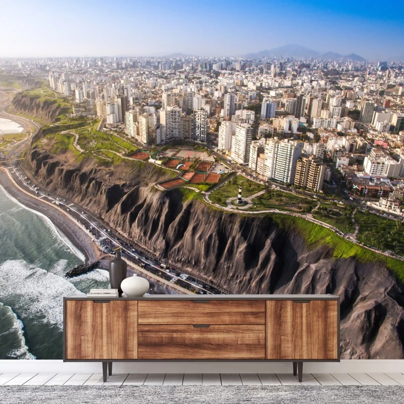 Fototapeta panorama wybrzeża Miraflores, Lima – Wallissimo® Fototapeta panorama wybrzeża Miraflores, Lima – Wallissimo®