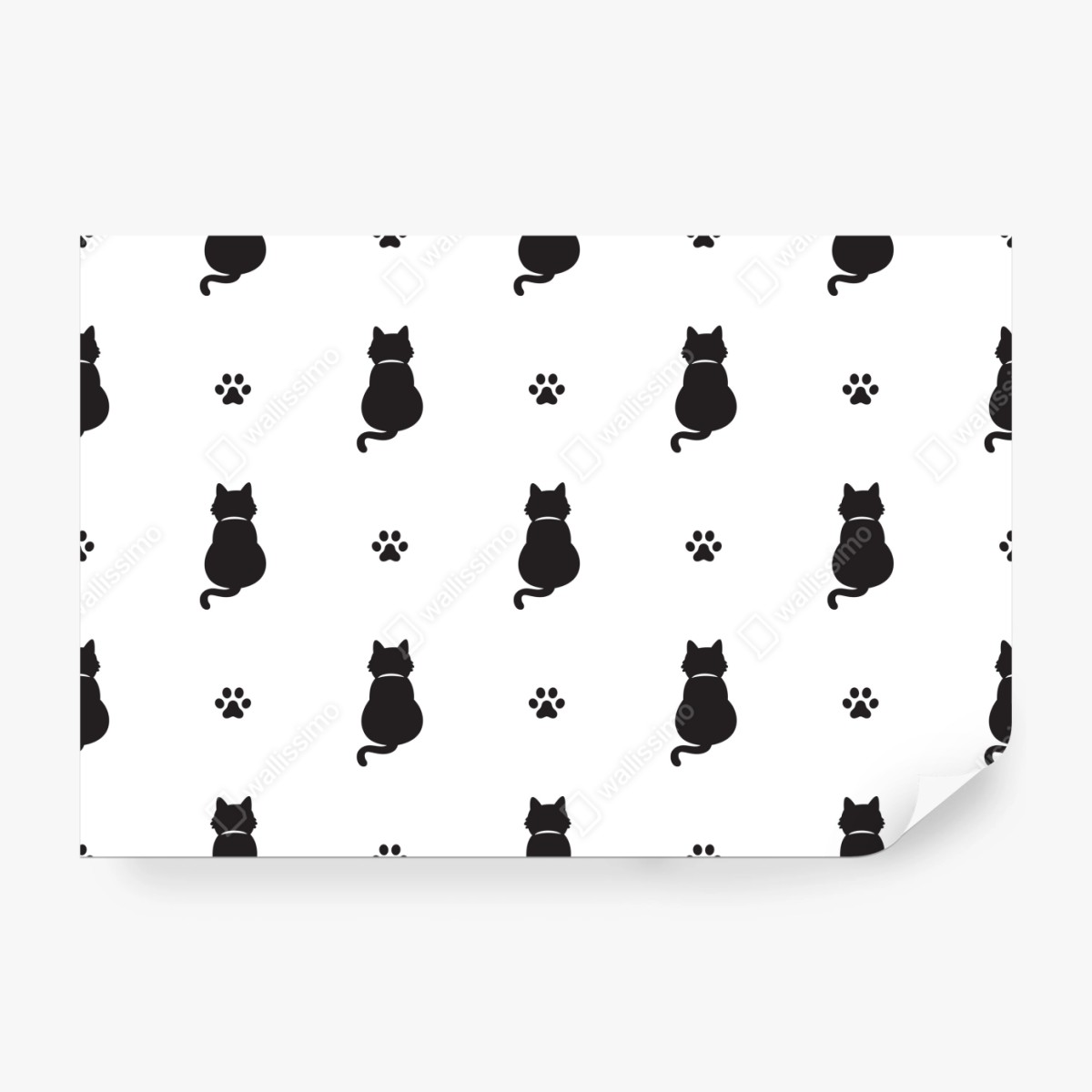 Fototapeta wzór czarnych sylwetek kotów – Wallissimo® Fototapeta wzór czarnych sylwetek kotów – Wallissimo®