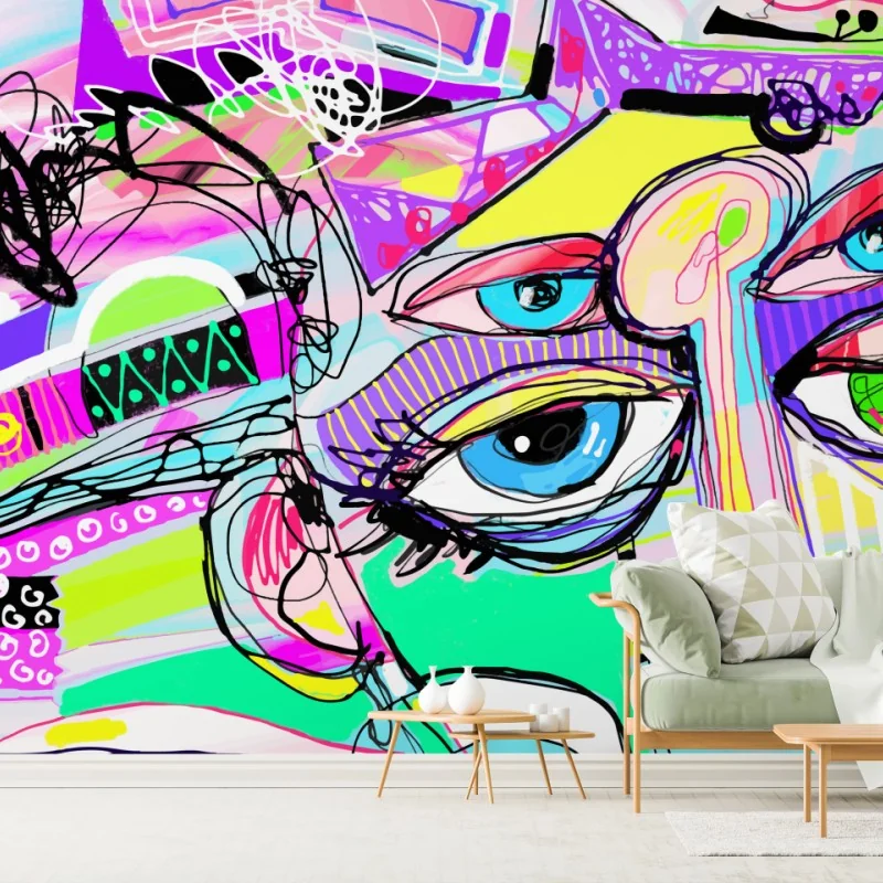 Fototapeta abstrakcyjna twarz w żywych kolorach – Wallissimo® Fototapeta abstrakcyjna twarz w żywych kolorach – Wallissimo®