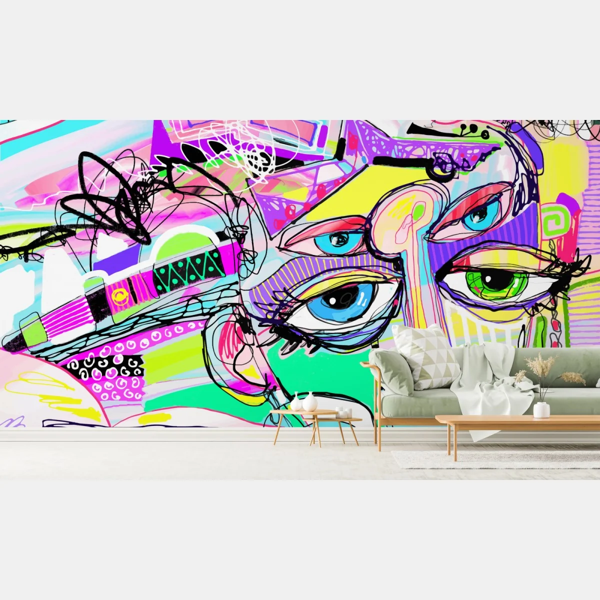 Fototapeta abstrakcyjna twarz w żywych kolorach – Wallissimo® Fototapeta abstrakcyjna twarz w żywych kolorach – Wallissimo®