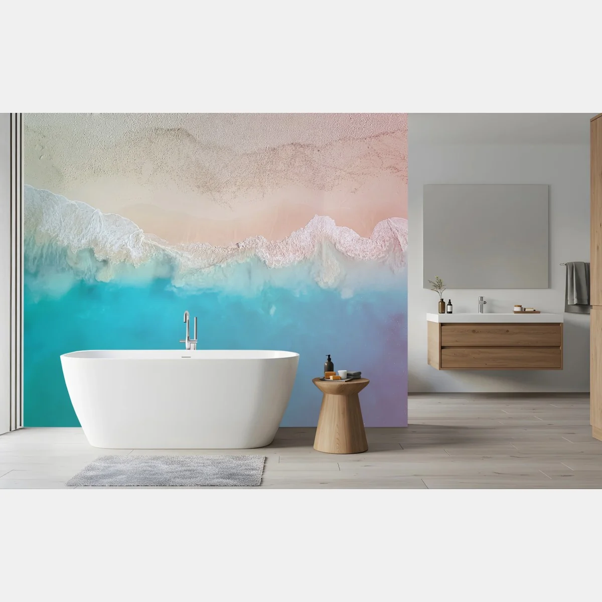 Fototapeta pastelowa turkusowa plaża z lotu ptaka – Wallissimo® Fototapeta pastelowa turkusowa plaża z lotu ptaka – Wallissimo®