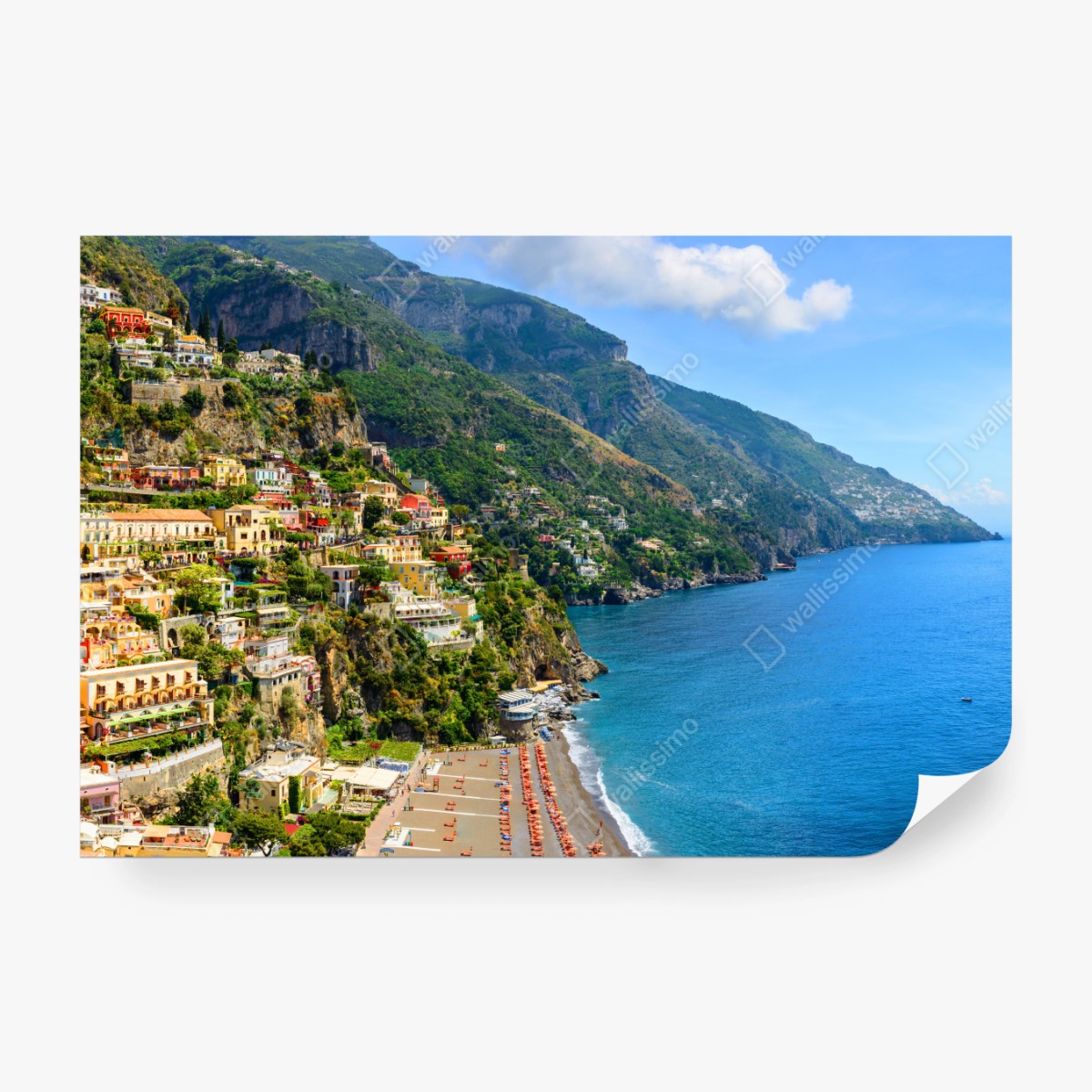 Fototapeta kolorowa panorama nadmorskiego miasteczka na klifie – Wallissimo® Fototapeta kolorowa panorama nadmorskiego miasteczka na klifie – Wallissimo®