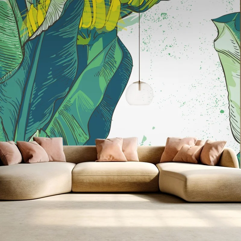 Fototapeta tropikalna ilustracja liści bananowca – Wallissimo® Fototapeta tropikalna ilustracja liści bananowca – Wallissimo®