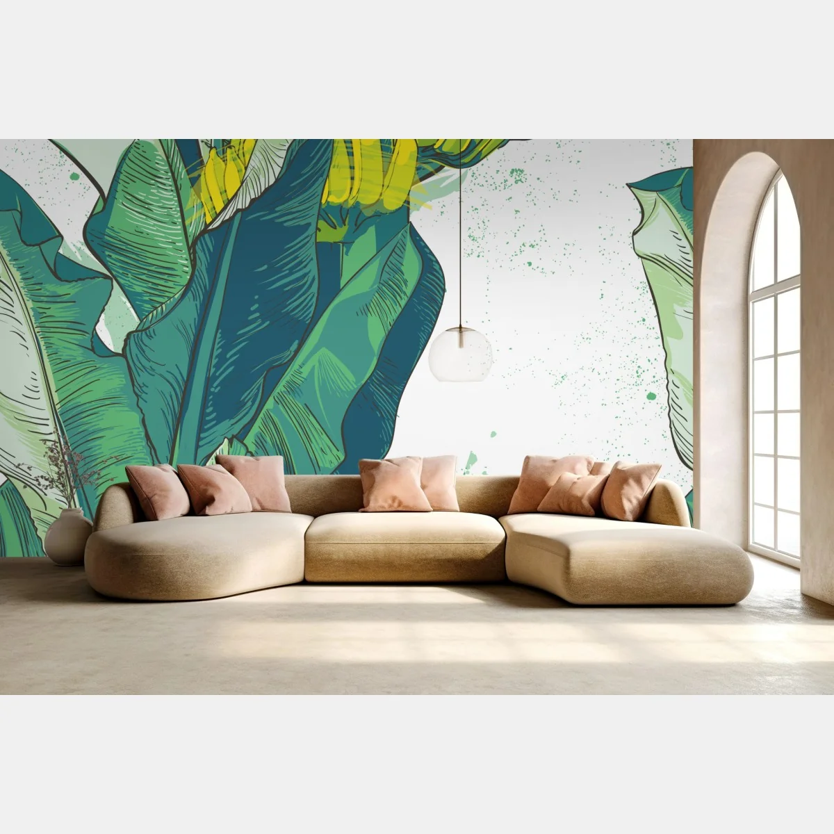 Fototapeta tropikalna ilustracja liści bananowca – Wallissimo® Fototapeta tropikalna ilustracja liści bananowca – Wallissimo®