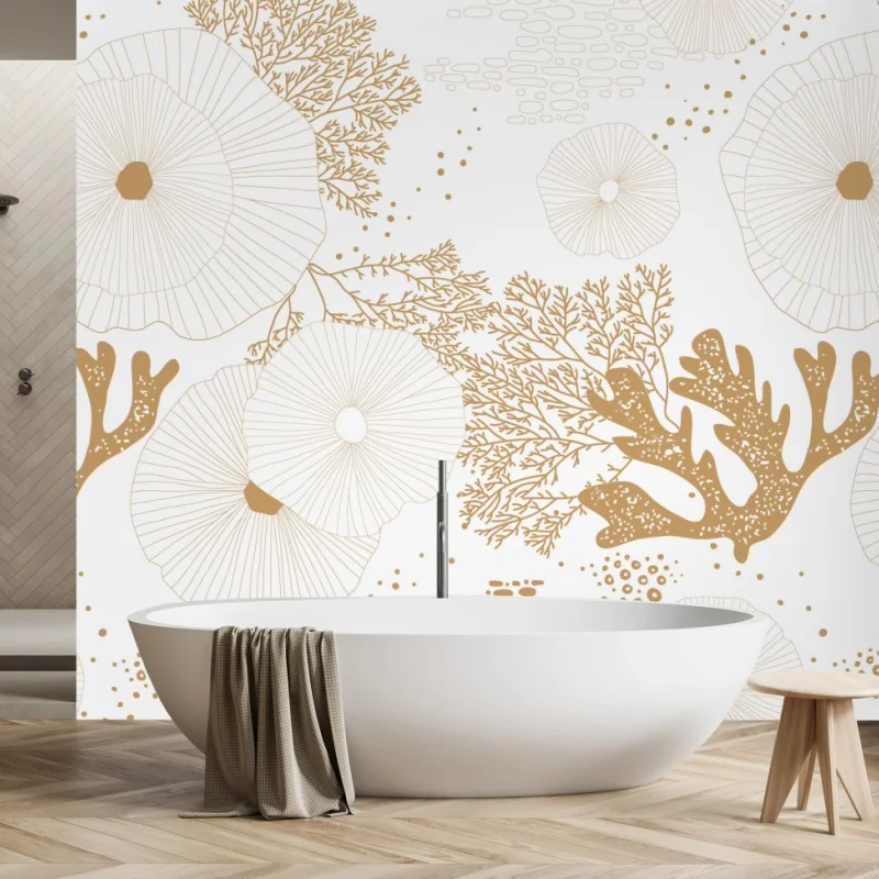 Fototapeta delikatny złoty wzór koralowy – Wallissimo® Fototapeta delikatny złoty wzór koralowy – Wallissimo®