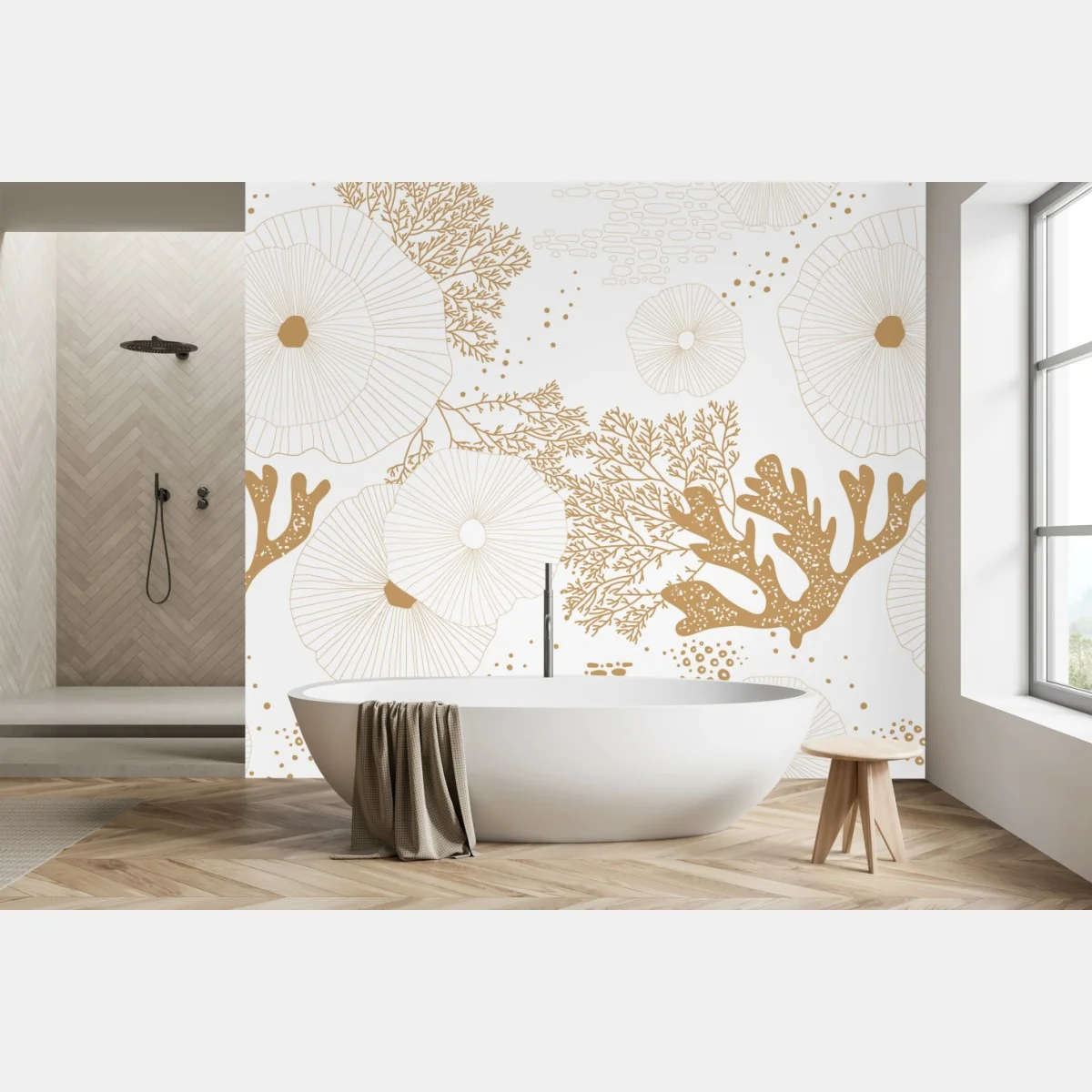 Fototapeta delikatny złoty wzór koralowy – Wallissimo® Fototapeta delikatny złoty wzór koralowy – Wallissimo®