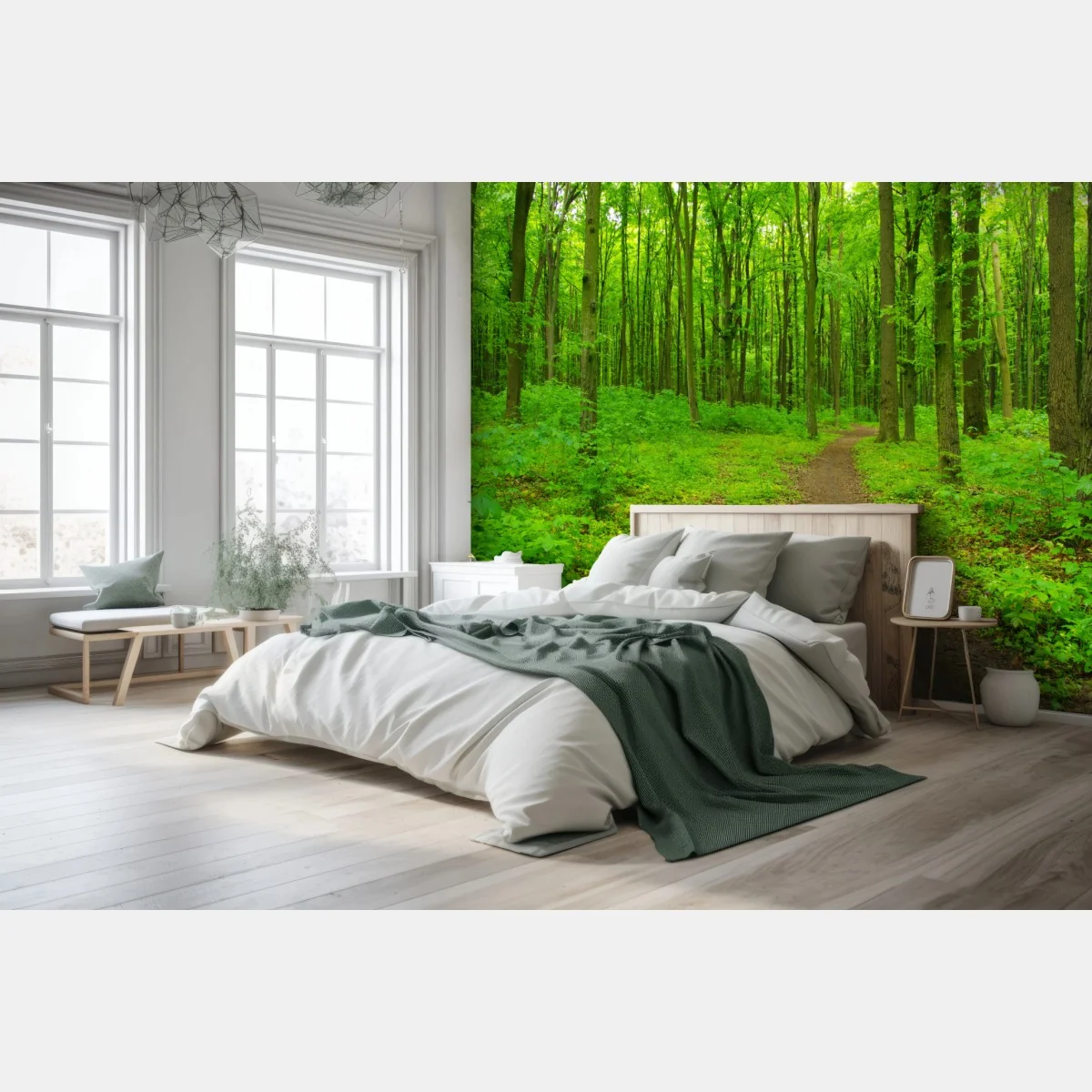 Fototapeta spokojna zielona leśna ścieżka – Wallissimo® Fototapeta spokojna zielona leśna ścieżka – Wallissimo®