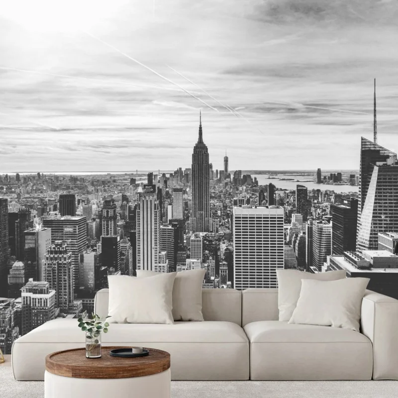 Fototapeta panorama Nowego Jorku w odcieniach szarości – Wallissimo® Fototapeta panorama Nowego Jorku w odcieniach szarości – Wallissimo®