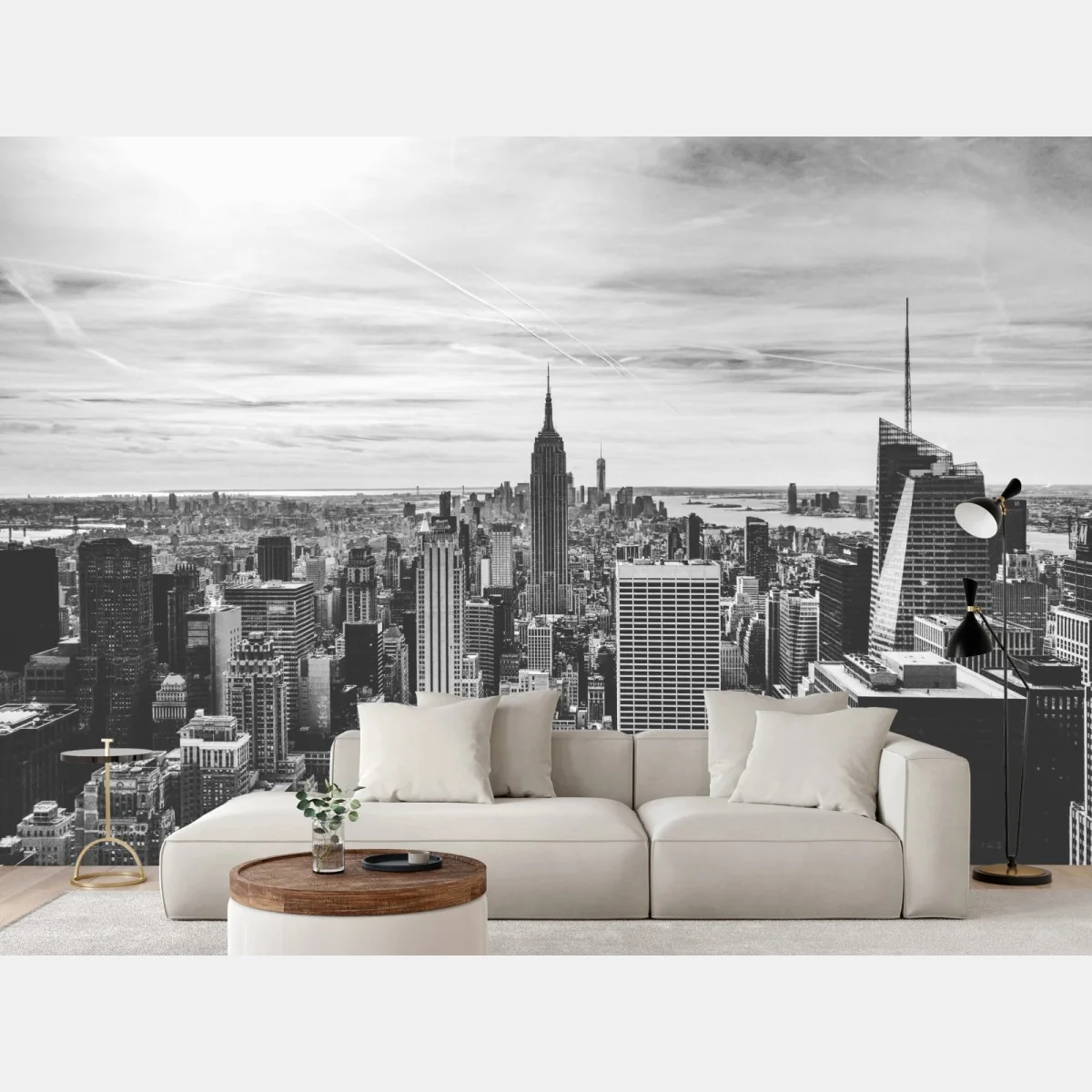 Fototapeta panorama Nowego Jorku w odcieniach szarości – Wallissimo® Fototapeta panorama Nowego Jorku w odcieniach szarości – Wallissimo®
