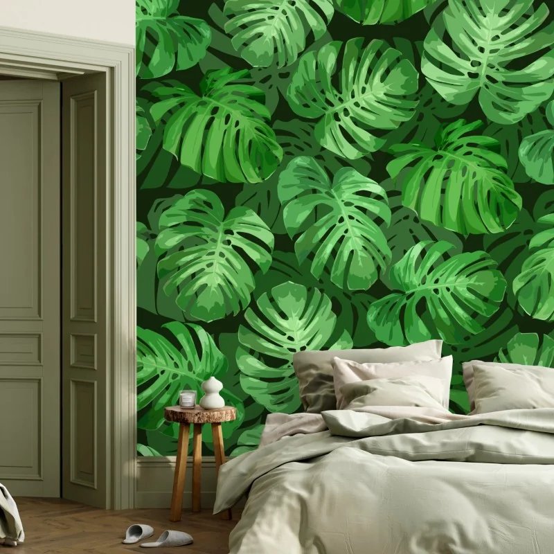 Fototapeta tropikalny wzór z liśćmi monstery – Wallissimo® Fototapeta tropikalny wzór z liśćmi monstery – Wallissimo®